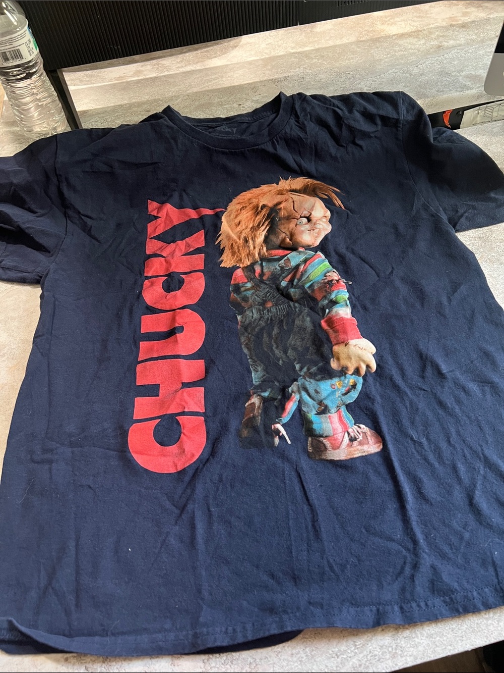 Navy Blue Chucky Graphic Tee - Horror Character Shirt. Bundle of 2 t-shirts .